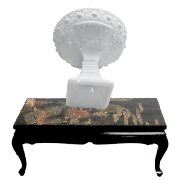 👣4/$20.  Milk Glass Candy Dish Scalloped Edge with Geometric Pattern - Picture 3 of 4